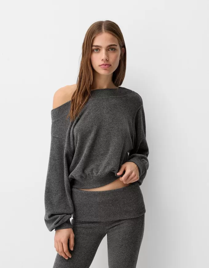 Soft touch asymmetric neck sweater Soft touch asymmetric neck sweater