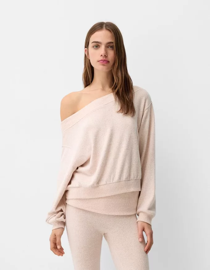 Soft touch asymmetric neck sweater Soft touch asymmetric neck sweater
