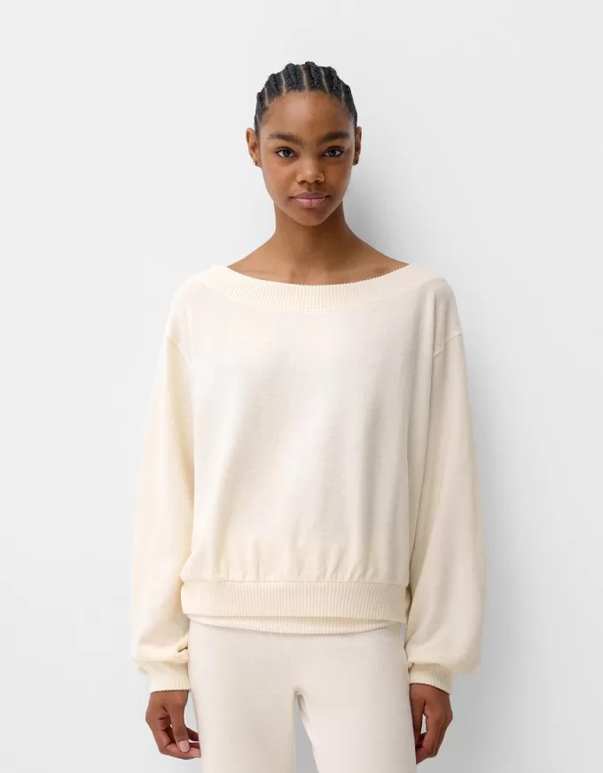 Soft touch asymmetric neck sweater Soft touch asymmetric neck sweater