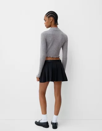 Soft touch cropped high neck sweater
