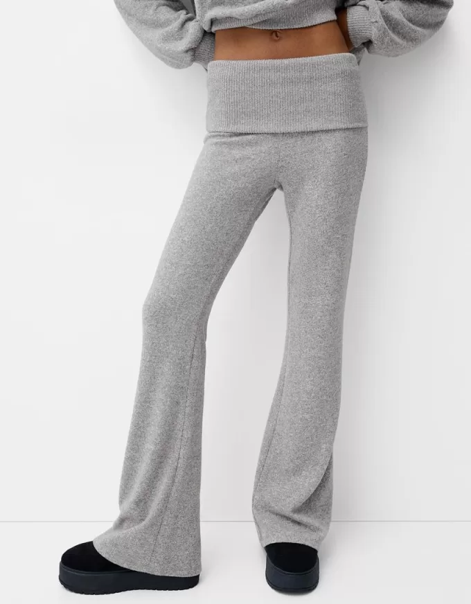 Soft touch flared pants with fold-over waist Soft touch flared pants with fold-over waist