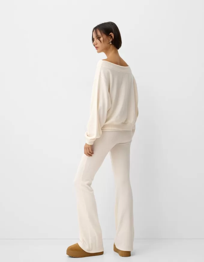 Soft touch flared pants with fold-over waist Soft touch flared pants with fold-over waist