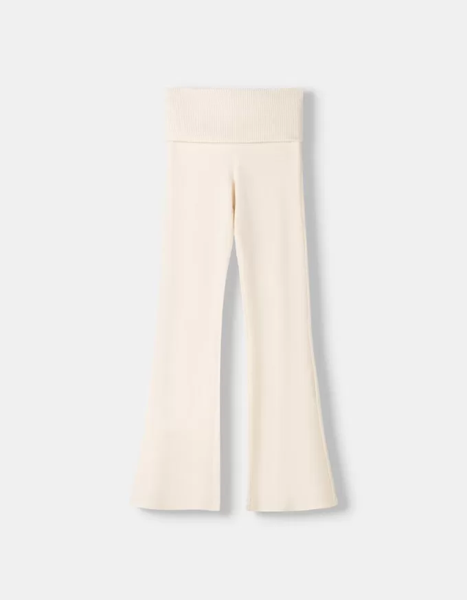 Soft touch flared pants with fold-over waist Soft touch flared pants with fold-over waist