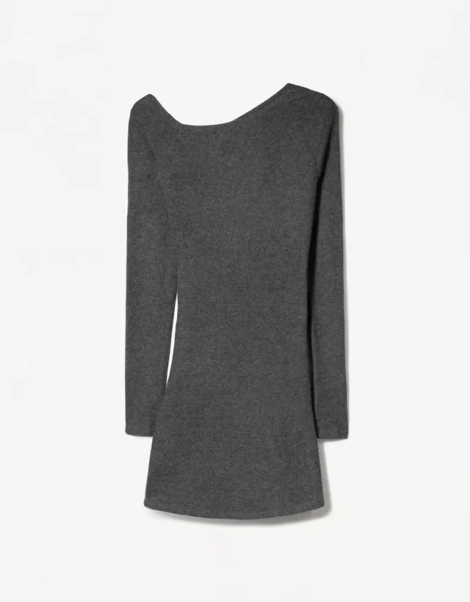 Soft touch mini dress with an asymmetric neckline