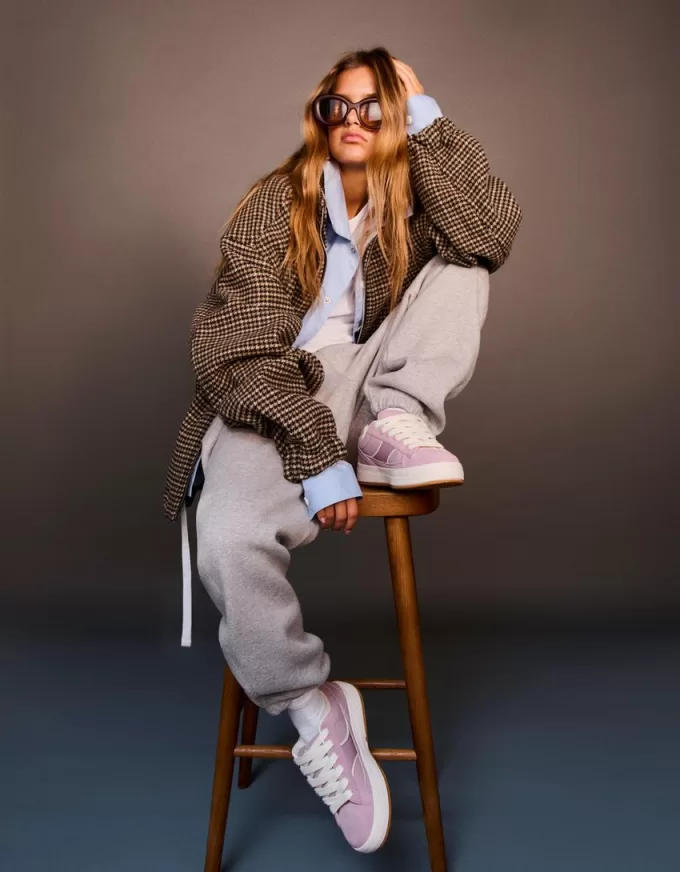 Split leather skater sneakers