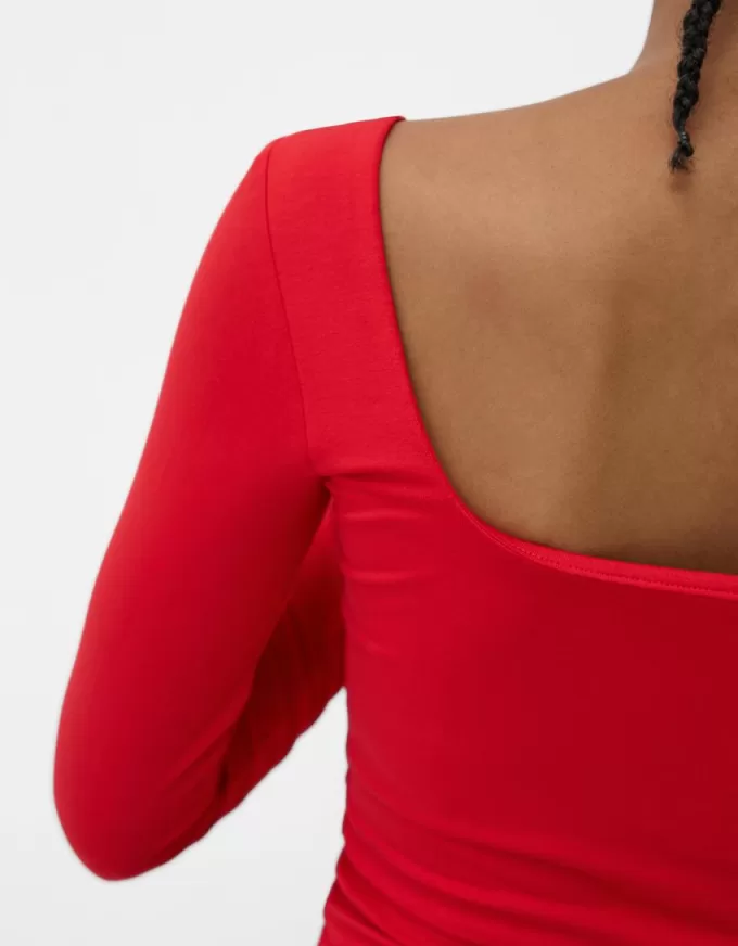 Square neckline long sleeve T-shirt Square neckline long sleeve T-shirt