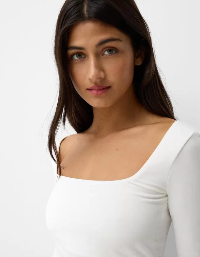 Square neckline long sleeve T-shirt Square neckline long sleeve T-shirt