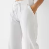 Straight fit cotton pants with ribbed waist Straight fit cotton pants with ribbed waist