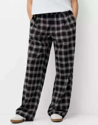 Straight fit plaid pants