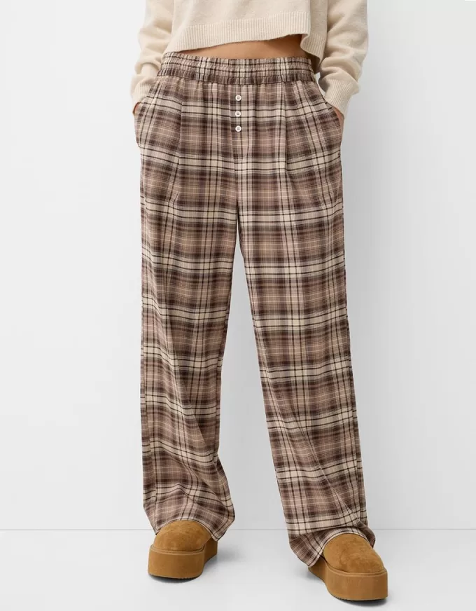 Straight fit plaid pants Straight fit plaid pants