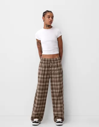 Straight fit plaid pants