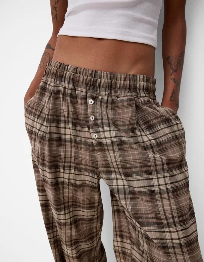 Straight fit plaid pants Straight fit plaid pants