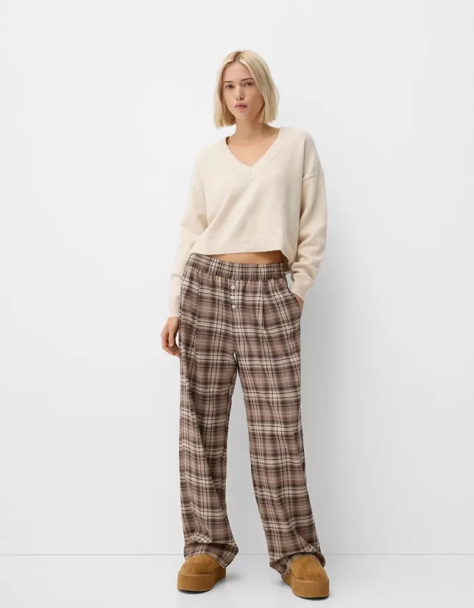 Straight fit plaid pants Straight fit plaid pants