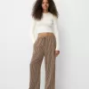 Straight-fit striped pants with elastic waist Straight-fit striped pants with elastic waist