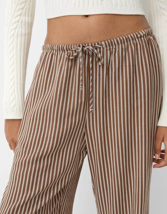 Straight-fit striped pants with elastic waist Straight-fit striped pants with elastic waist
