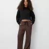 Straight-fit striped pants with elastic waist Straight-fit striped pants with elastic waist