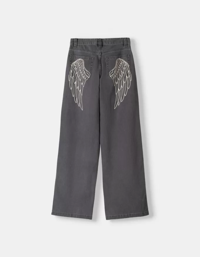 Straight fit twill printed pants Straight fit twill printed pants