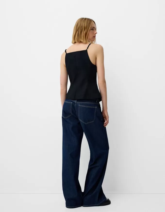 Strappy linen blend vest Strappy linen blend vest