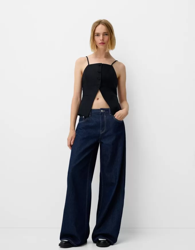 Strappy linen blend vest Strappy linen blend vest