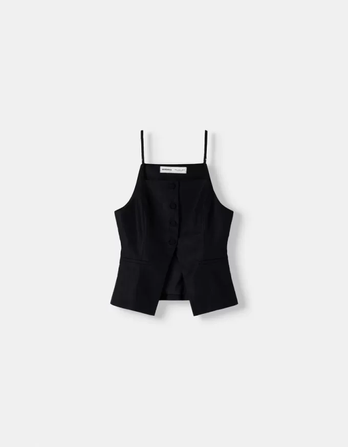 Strappy linen blend vest Strappy linen blend vest