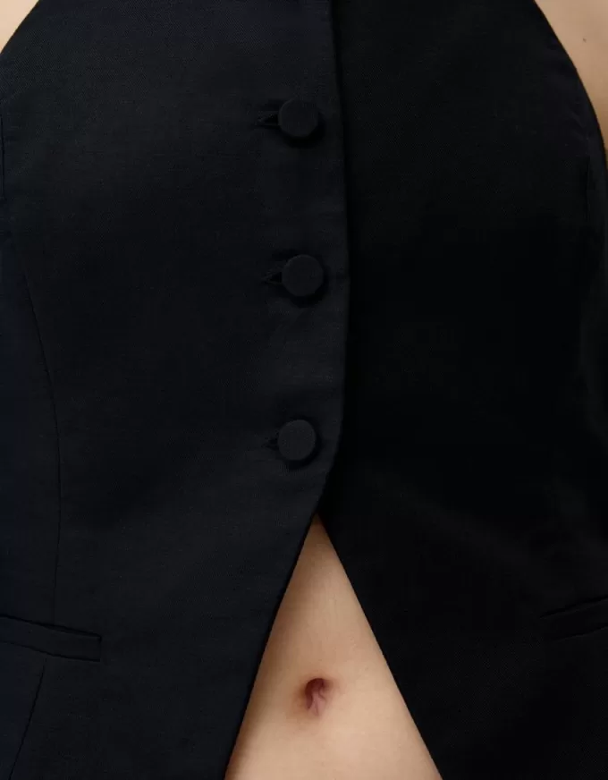 Strappy linen blend vest Strappy linen blend vest