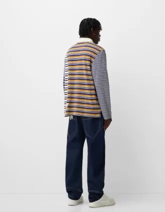 Striped long sleeve polo shirt