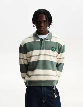 Striped polo sweater
