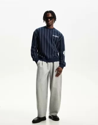 Striped print sporty sweatshirt