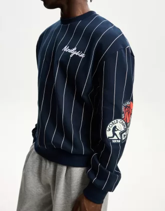 Striped print sporty sweatshirt