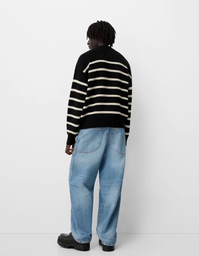 Striped purl knit sweater Striped purl knit sweater