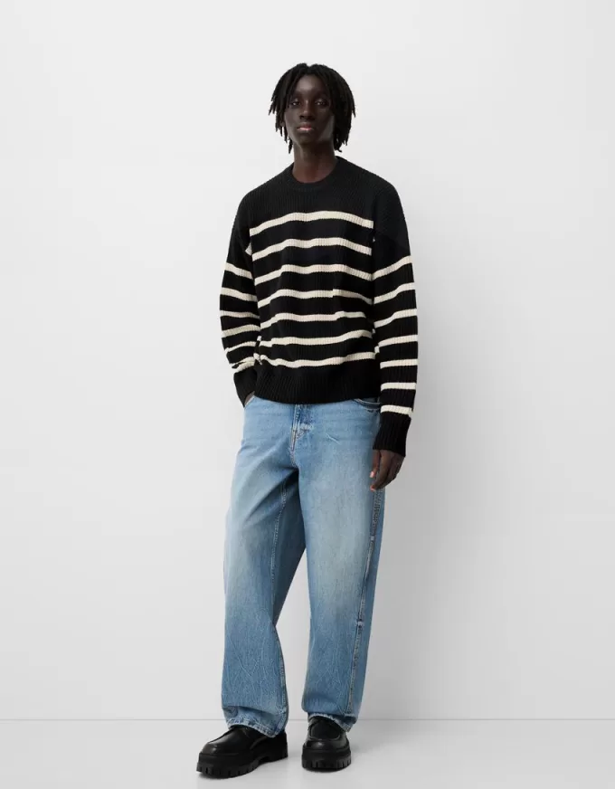 Striped purl knit sweater Striped purl knit sweater