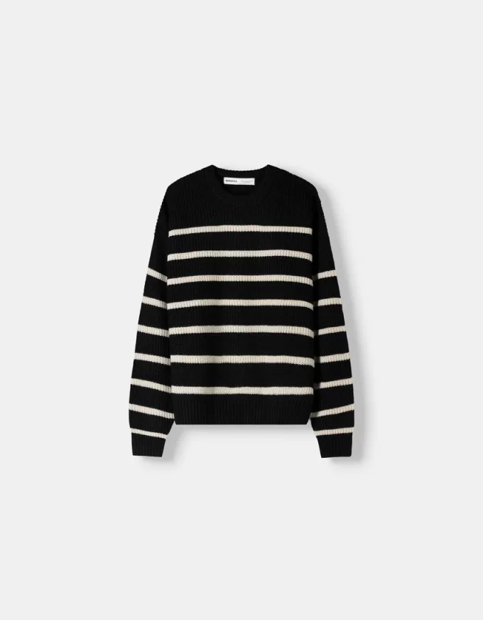 Striped purl knit sweater Striped purl knit sweater