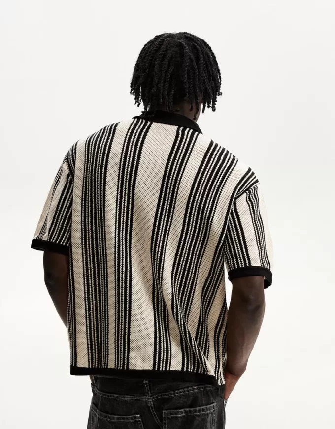 Striped textured short sleeve shirt Striped textured short sleeve shirt