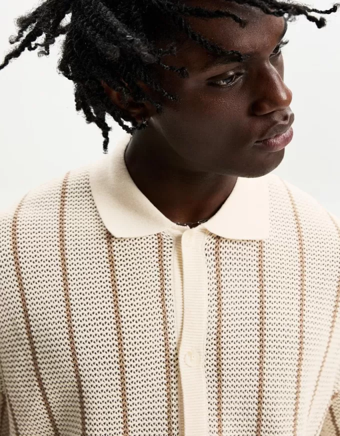 Striped textured short sleeve shirt Striped textured short sleeve shirt