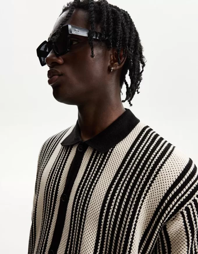 Striped textured short sleeve shirt Striped textured short sleeve shirt