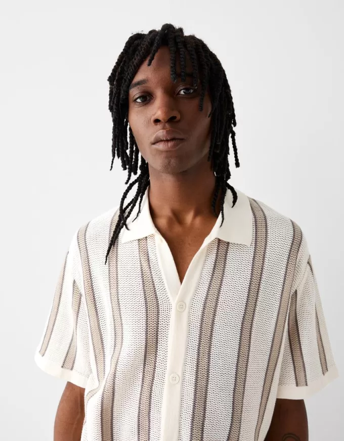 Striped textured short sleeve shirt Striped textured short sleeve shirt