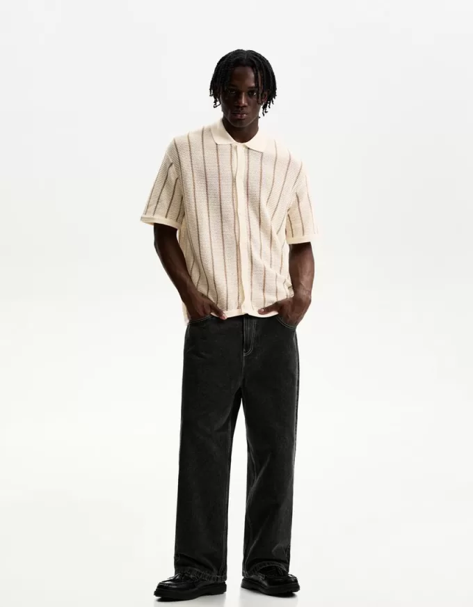 Striped textured short sleeve shirt Striped textured short sleeve shirt