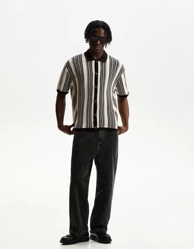 Striped textured short sleeve shirt Striped textured short sleeve shirt