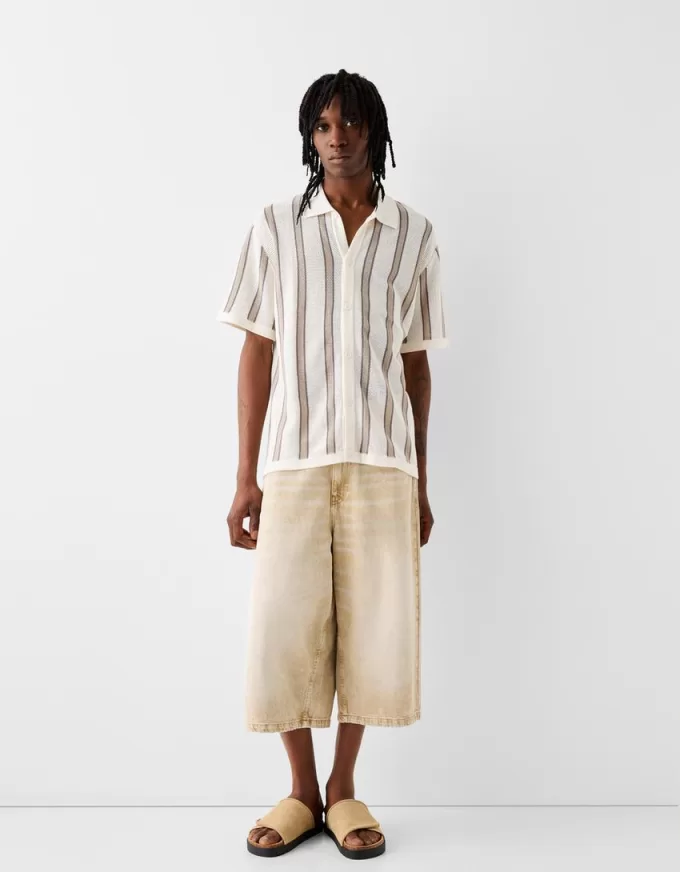 Striped textured short sleeve shirt Striped textured short sleeve shirt