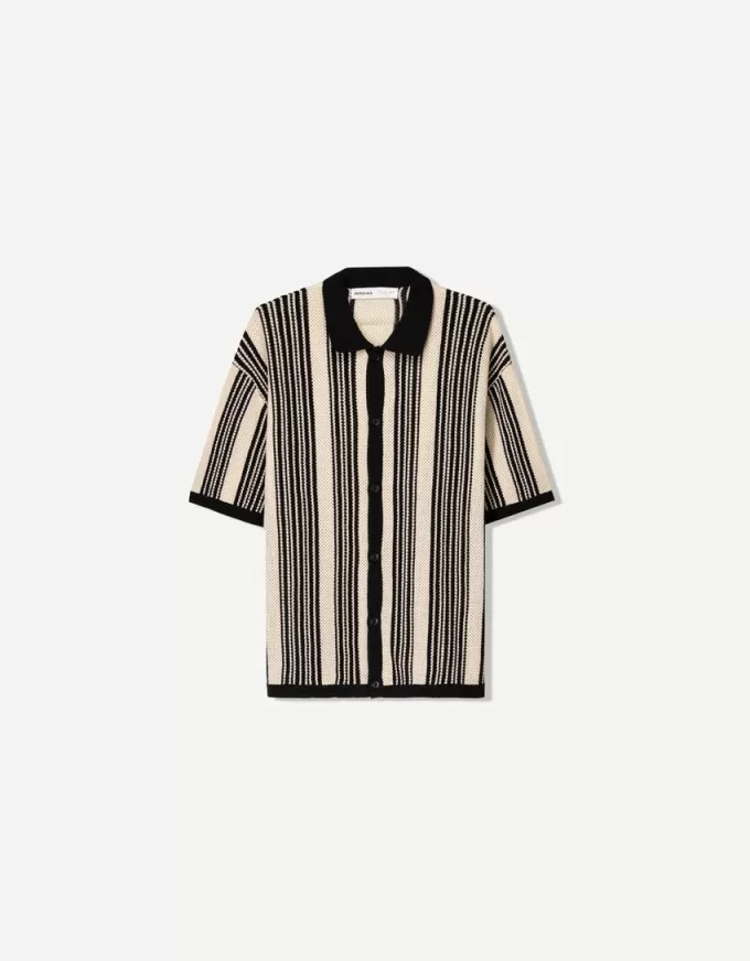 Striped textured short sleeve shirt Striped textured short sleeve shirt