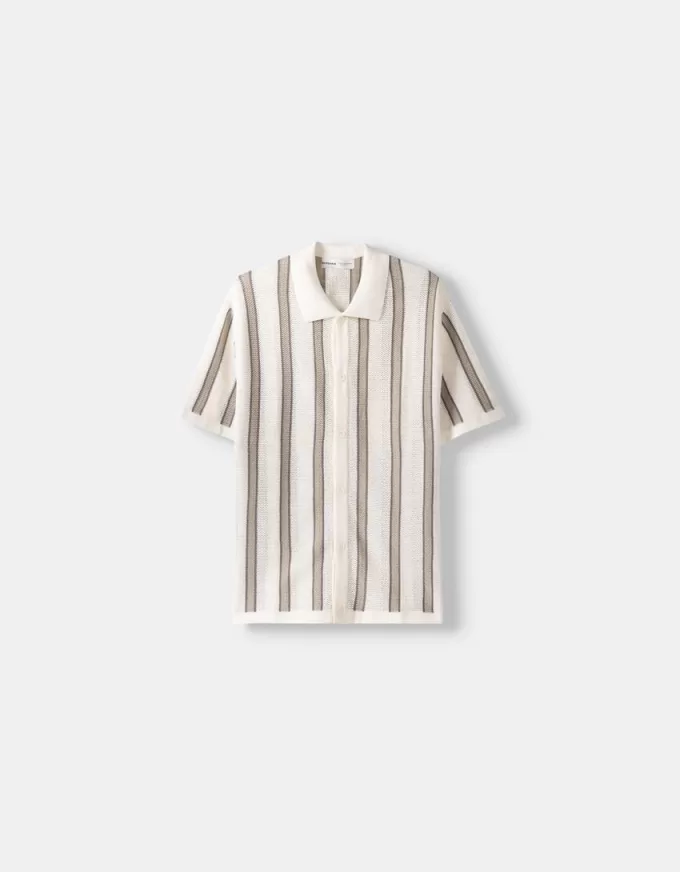 Striped textured short sleeve shirt Striped textured short sleeve shirt