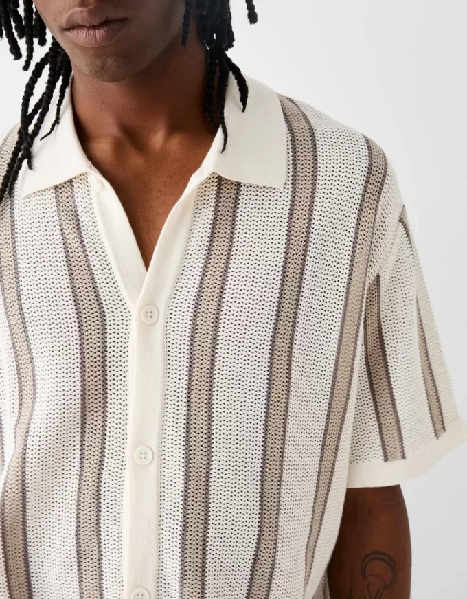 Striped textured short sleeve shirt Striped textured short sleeve shirt