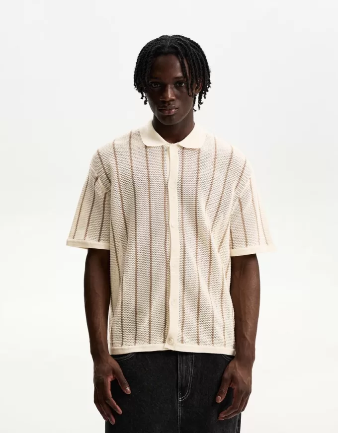 Striped textured short sleeve shirt Striped textured short sleeve shirt
