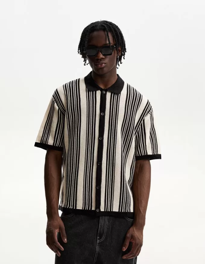 Striped textured short sleeve shirt Striped textured short sleeve shirt