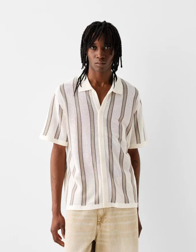 Striped textured short sleeve shirt Striped textured short sleeve shirt