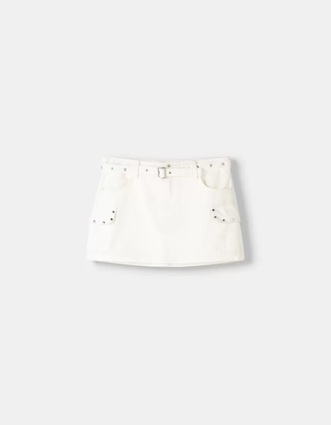 Studded cargo mini skirt with belt Studded cargo mini skirt with belt