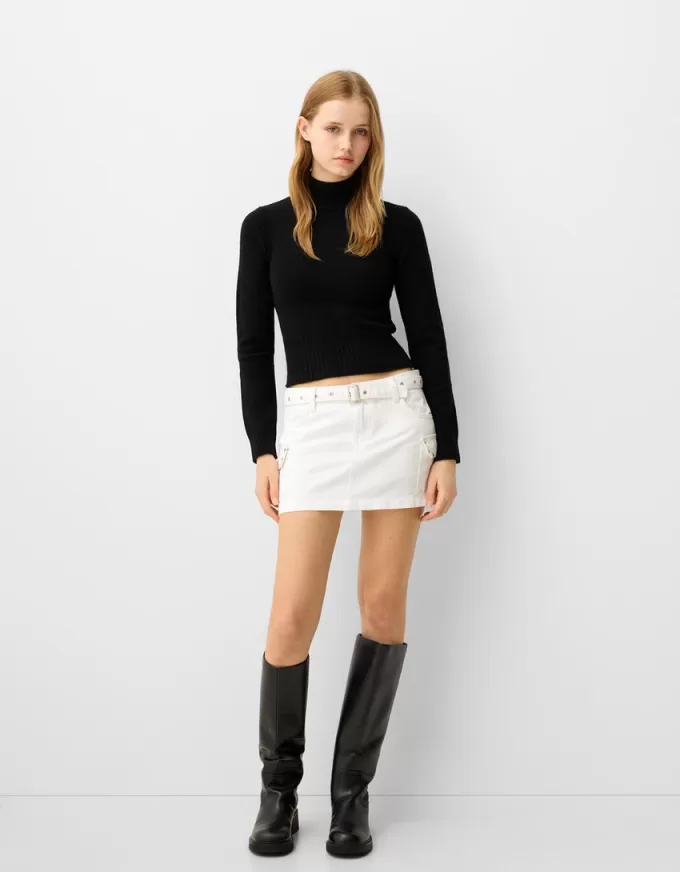 Studded cargo mini skirt with belt Studded cargo mini skirt with belt