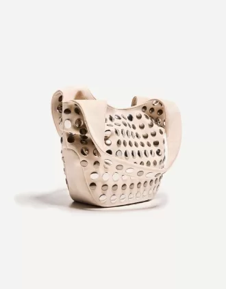 Studded faux suede bag