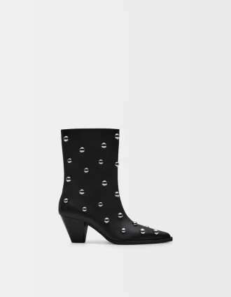 Studded high-heel ankle boots