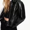 Studded leather effect jacket